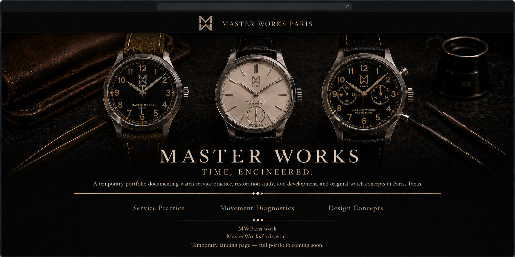Master Works Paris temporary landing page